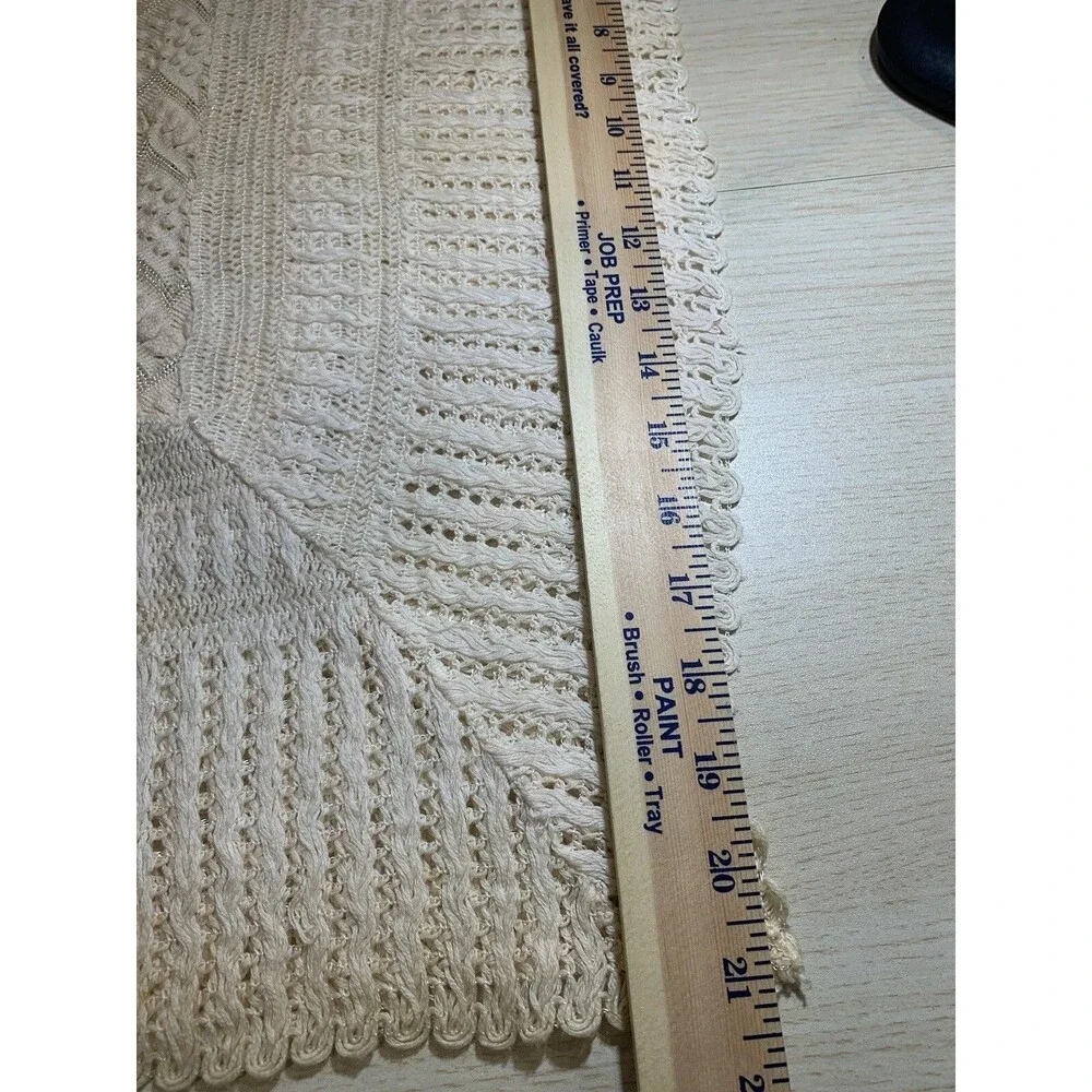 Vintage Handmade Lace & Popcorn Crochet Pale Pink & Champagne 43